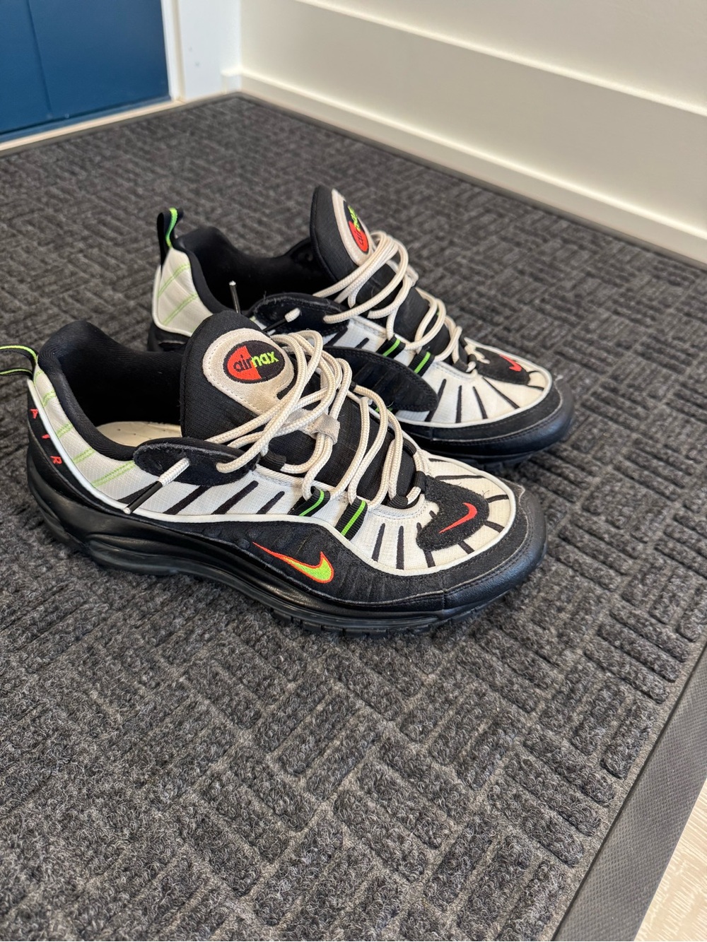 Nike Kids Black, White, Red & Neon Green Air Max Sneakers